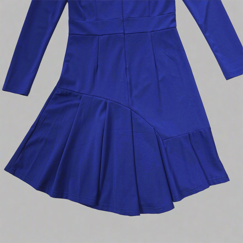 Blue dress on a tiled floor