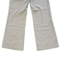 beige and white striped pants on a tiled floor