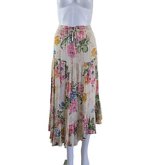 Cream floral skirt on a light background