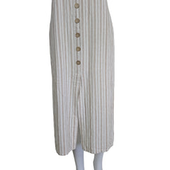 Striped dress with button details on a light background