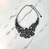 Equip Black Lace Cut Chunky Statement Necklace – Pre-Owned, Excellent Condition