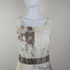 Taifun Collection Cream, Silver and Brown Dress