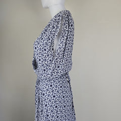 Patterned dress on a neutral background