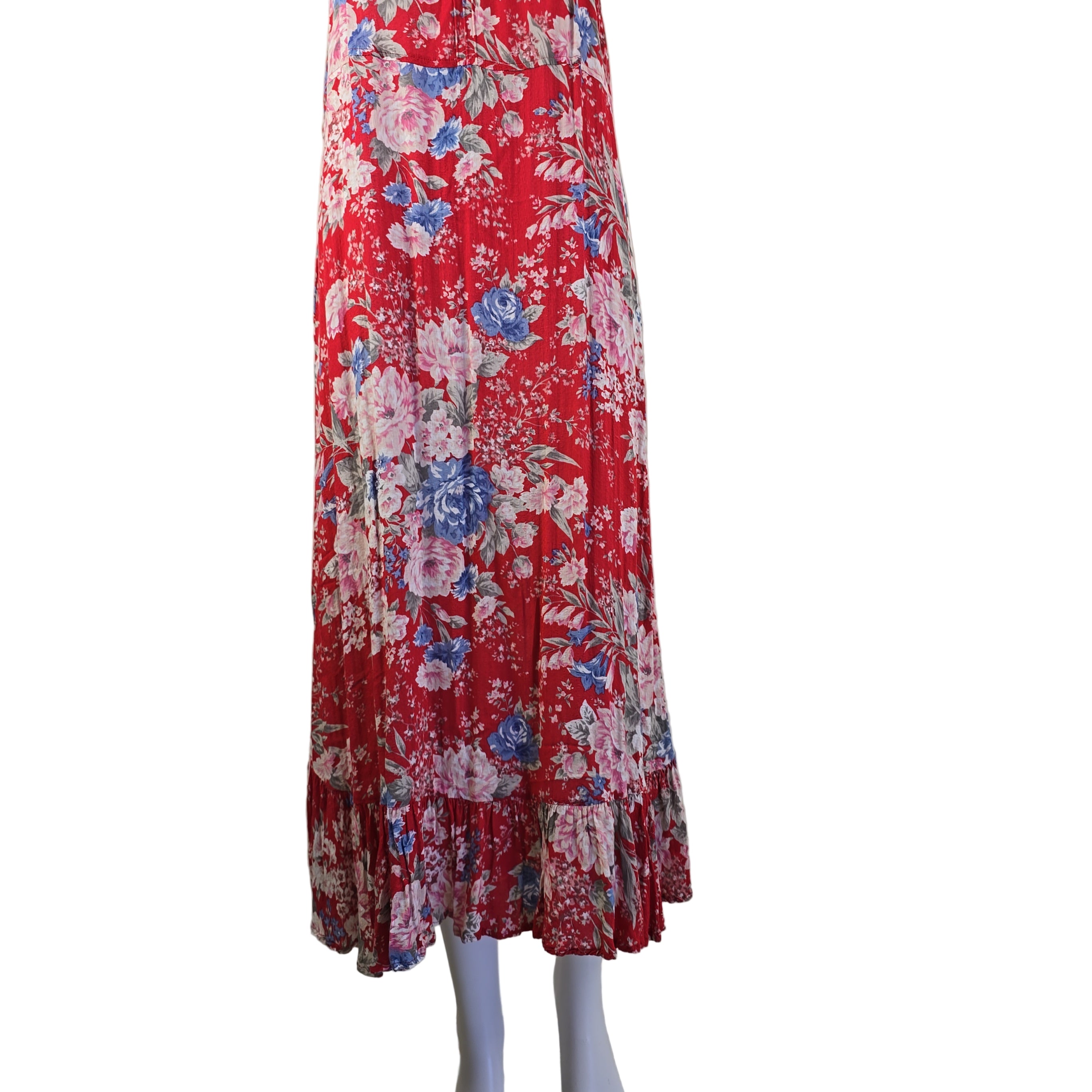 Red floral dress on a light background