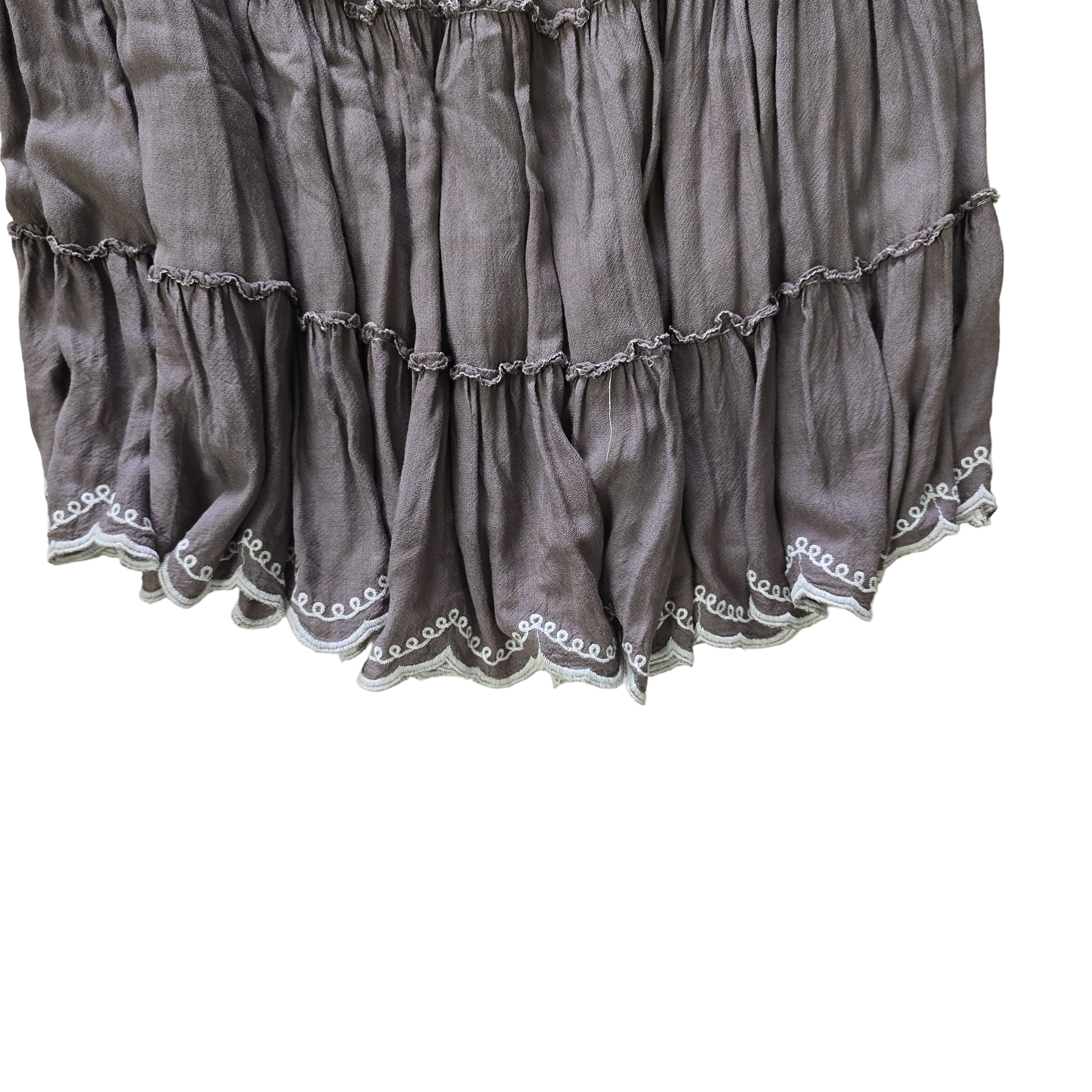 Grey ruffled skirt on a light background