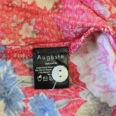 Floral fabric with a label on a floral background