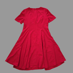 Red dress on a tiled floor