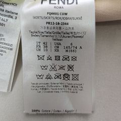 Fendi Mid Length Leather Pockets Beige Skirt