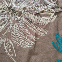 Close-up of leaf patterns on a fabric background