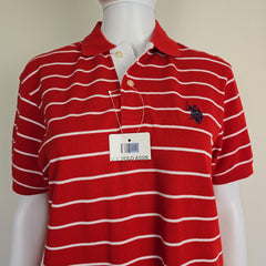 Red and white striped shirt on a mannequin with Polo Ralph Lauren label.