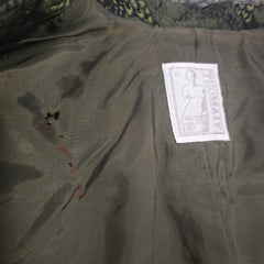 Thomaiy 1990s Olive Green and Black Brocade Fitted Jacket
