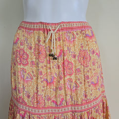 Floral patterned garment on a mannequin with a plain background