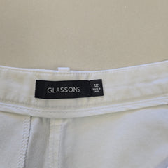 Glassons Classic White Bermuda Shorts - Size: AU 12