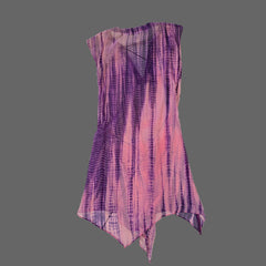 Purple and pink kaftan on a tiled floor