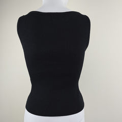 Perfect Stranger "High Neck Classic Tee" – Black Ribbed Tee – Size: International M