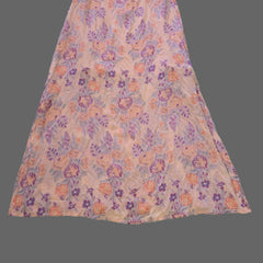 Floral-patterned fabric on a tiled floor