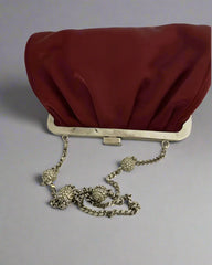 Dolce & Gabbana Red Burgundy Silk Clutch with Swarovski Strap