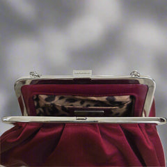 Dolce & Gabbana Red Burgundy Silk Clutch with Swarovski Strap