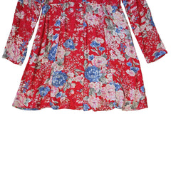 Red floral dress on a light background