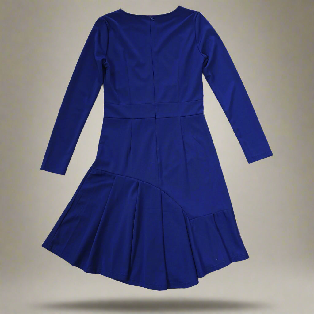 Blue dress on a tiled floor