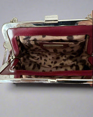 Dolce & Gabbana Red Burgundy Silk Clutch with Swarovski Strap