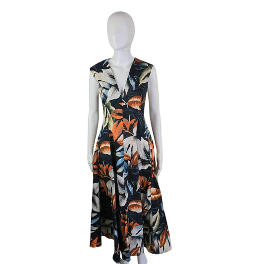 Scanlan Theodore Tropical Escape Midi Dress – Fit & Flare (AU 10) 2736