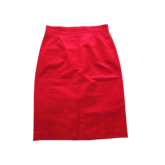 ESCADA Red Pencil Skirt Cotton Panelled AU 10 Designer Workwear 2736