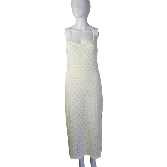 Billabong White Knit Midi Dress – Coastal Minimalist Summer Dress – Size AU 10 2736