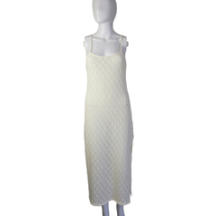 Billabong White Knit Midi Dress – Coastal Minimalist Summer Dress – Size AU 10