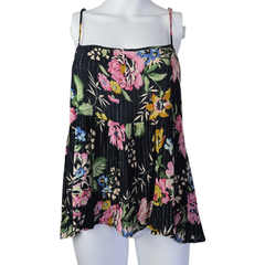 Auguste Black Floral Metallic Pinstripe Singlet Top – AU 10