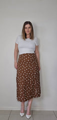 Lilly Loves Brown Skirt with White Polka Dots