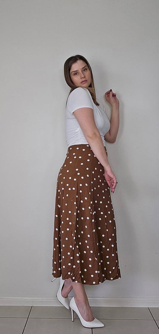 Lilly Loves Brown Skirt with White Polka Dots 1564