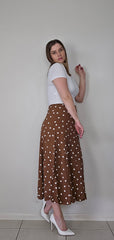 Lilly Loves Brown Skirt with White Polka Dots