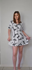 White Closet Black and White Linen Mini Dress