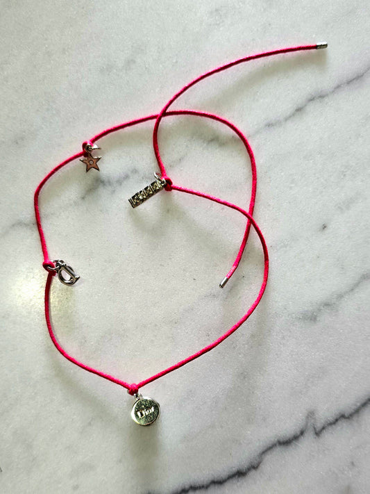 Dior Red Charm Leather Rope Bracelet/Choker 1848