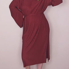 Hugo Boss Red Etaura Bell-Sleeved Plissé Dress