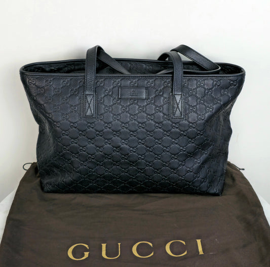 Gucci Black Guccissima Leather Zipped Tote 4028