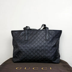 Gucci Black Guccissima Leather Zipped Tote