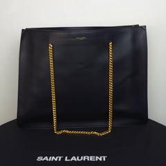 Saint Laurent Black and Gold Leather Tote