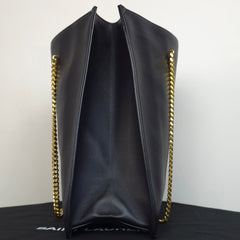 Saint Laurent Black and Gold Leather Tote