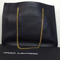 Saint Laurent Black and Gold Leather Tote