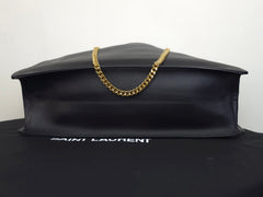 Saint Laurent Black and Gold Leather Tote