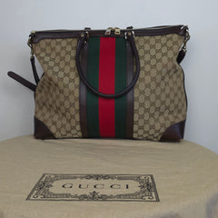 Gucci GG Supreme & Web Stripe Tote Bag