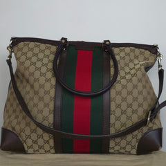 Gucci GG Supreme & Web Stripe Tote Bag