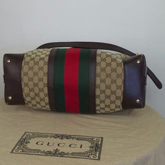 Gucci GG Supreme & Web Stripe Tote Bag