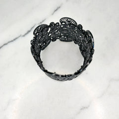 Black Unsigned Lace Cut Metal Bracelet