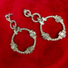 Oroton Silver Round Drop Earrings