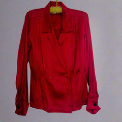 100% Silk Vintage 80s Anne Klein II Silk Red Blouse