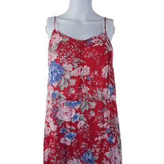 Auguste Red Floral Rayon Maxi Dress – Effortless Boho Size AU10