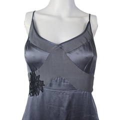 Third Millennium Silk Slip Dress – Smoky Grey with Lace | AU 8